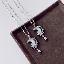 Heliophilia Silver Collar de Acero Plata y Aqua